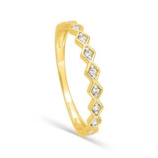 Anillo de oro amarillo 18K con hilera de diamantes en rombo 0,07 ct GH-P