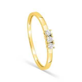 Anillo de oro amarillo 18K con 3 diamantes 0,10 ct