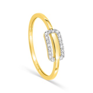 Anillo de oro amarillo 18K con diamantes 0,09 ct y rodio