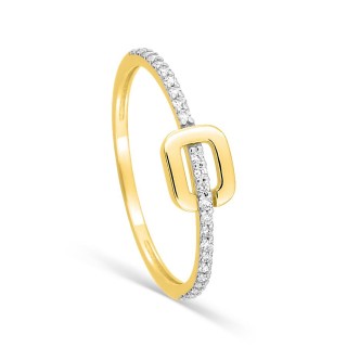 Anel em ouro amarelo 18K e ródio com diamantes 0,12 ct