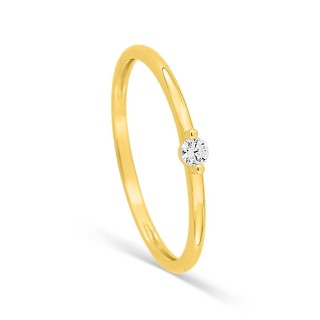 Anillo de oro amarillo 18K con diamante solitario 0,06 ct