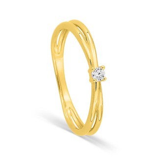 Anel em ouro amarelo 18K com diamante solitário 0,05 ct