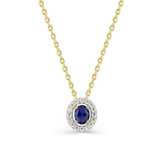 Colar de corrente forçada banhada a ouro com zircónia azul-escura e zircónias brancas