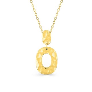 Colar de corrente forçada banhada a ouro com motivos ovais de efeito martelado