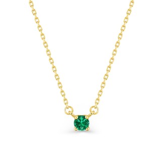 Collar chapado en oro con colgante de circonita verde de 4 mm