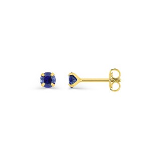 Pendientes de botón chapados en oro con circonitas azules