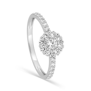 Anillo de plata de ley 925 rodiada con pavé de circonitas