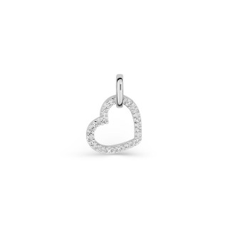 Pendente coração em ouro branco 18K com diamantes 0,045 ct