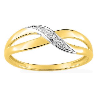 Anillo fantasía en oro amarillo 750 ‰, diamante de 0,02 ct y rodio