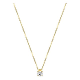 Colar em ouro amarelo 750 ‰ com pendente de diamante redondo de 0,20 ct H-SI em corrente forçada