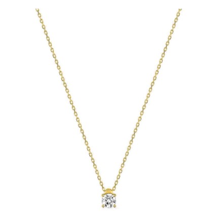 Colar em ouro amarelo 750 ‰ com pendente de diamante redondo de 0,20 ct H-SI em corrente forçada