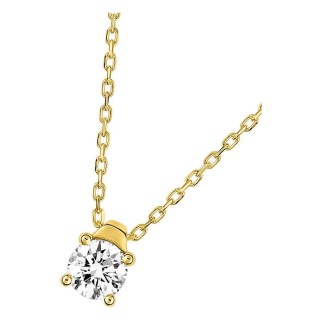 Colar em ouro amarelo 750 ‰ com pendente de diamante redondo de 0,20 ct H-SI em corrente forçada