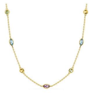 Collar en oro amarillo 750 ‰ con amatista, peridotos, citrinos y topacios azules tratados