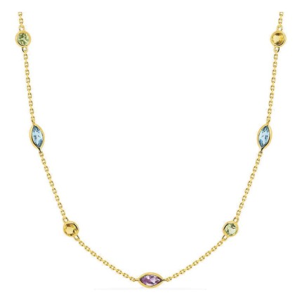 Collar en oro amarillo 750 ‰ con amatista, peridotos, citrinos y topacios azules tratados