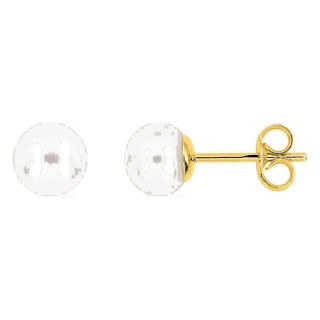 Pendientes en oro amarillo 750 ‰ con perla cultivada de agua dulce de 6 mm