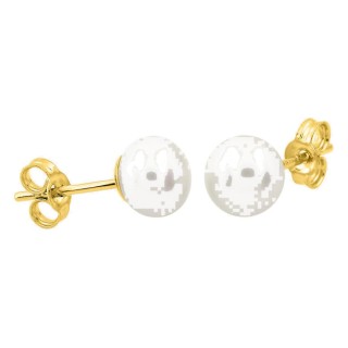 Pendientes en oro amarillo 750 ‰ con perla cultivada de agua dulce de 6 mm