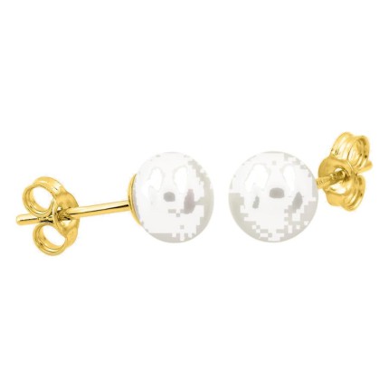 Brincos em ouro amarelo 750 ‰ com pérola cultivada de água doce de 6 mm