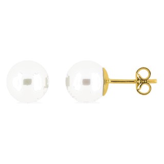 Pendientes en oro amarillo 750 ‰ y perla cultivada de agua dulce