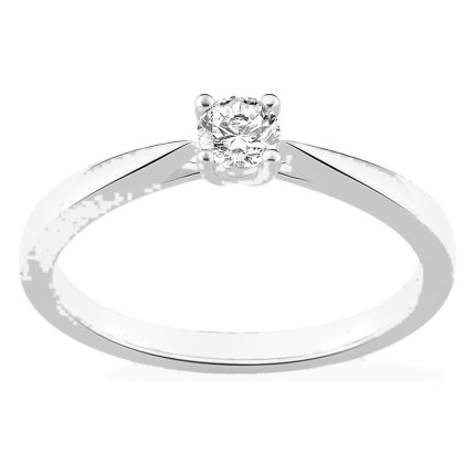 Anillo solitario en oro blanco 750 ‰ y diamante de 0,20 ct