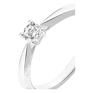 Anel solitário em ouro branco 750 ‰ e diamante de 0,20 ct
