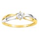 Anillo solitario en oro amarillo 750 ‰, circonita y rodio