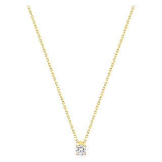 Collar solitario bicolor en oro 750 ‰ y diamante de 0,20 ct