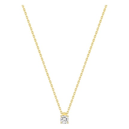 Colar solitário bicolor em ouro 750 ‰ e diamante de 0,20 ct