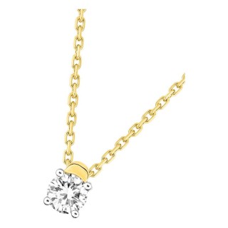 Colar solitário bicolor em ouro 750 ‰ e diamante de 0,20 ct