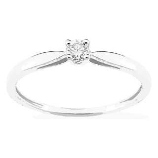 Anillo solitario en oro blanco 750 ‰ y diamante de 0,10 ct