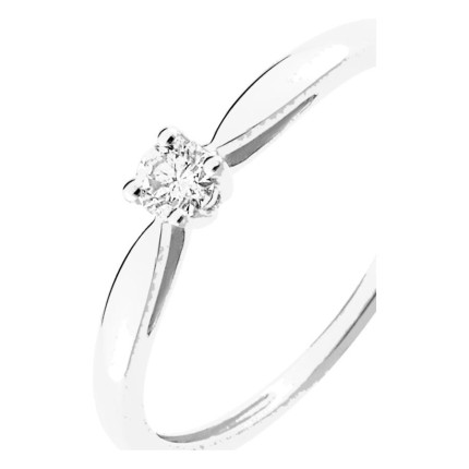 Anillo solitario en oro blanco 750 ‰ y diamante de 0,10 ct