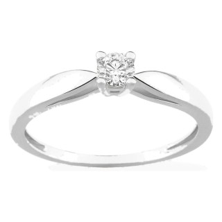 Anel solitário em ouro branco 750 ‰ e diamante de 0,16 ct