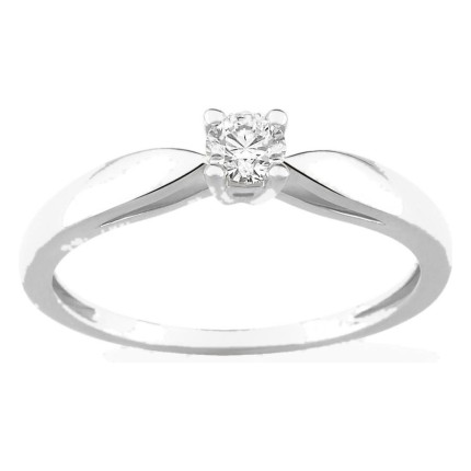 Anel solitário em ouro branco 750 ‰ e diamante de 0,16 ct