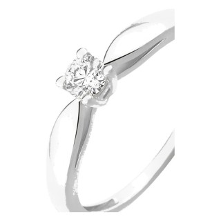 Anillo solitario en oro blanco 750 ‰ y diamante de 0,16 ct