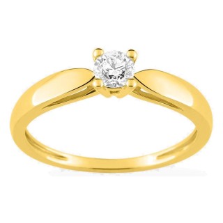 Anel solitário em ouro amarelo 750 ‰ e diamante de 0,20 ct
