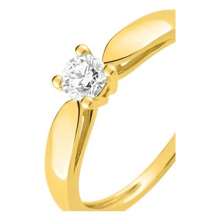 Anillo solitario en oro amarillo 750 ‰ y diamante de 0,20 ct