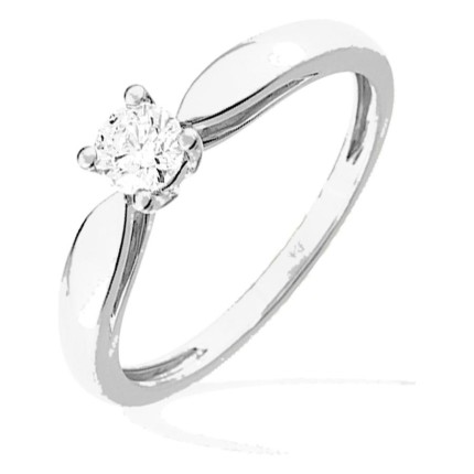 Anillo solitario en oro blanco 750 ‰ y diamante de 0,25 ct