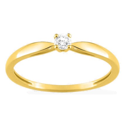 Anillo solitario en oro amarillo 750 ‰ y diamante de 0,08 ct