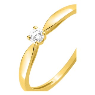 Anel solitário em ouro amarelo 750 ‰ e diamante de 0,08 ct