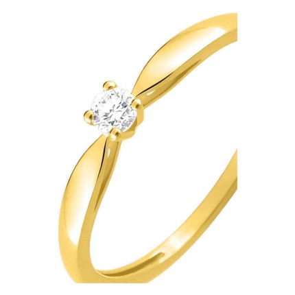 Anel solitário em ouro amarelo 750 ‰ e diamante de 0,08 ct