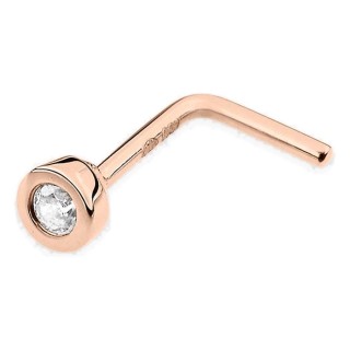 Piercing de nariz em ouro rosa 750 ‰ e zircónia