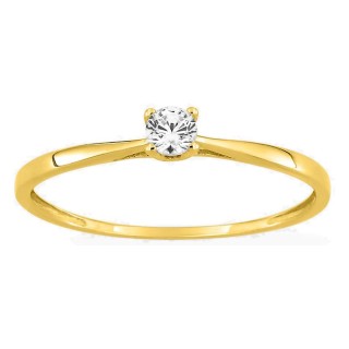 Anillo solitario de 4 garras en oro amarillo 375 ‰ y circonita