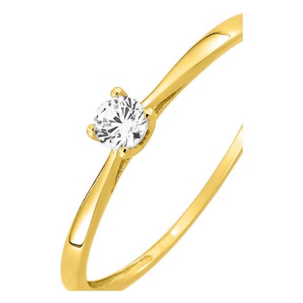 Anillo solitario de 4 garras en oro amarillo 375 ‰ y circonita