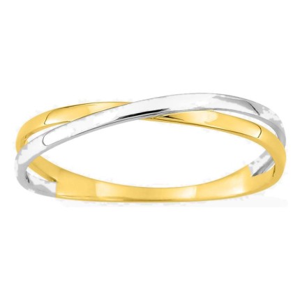 Anel duplo aro em ouro amarelo 375 ‰ e ródio