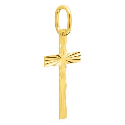Pendente cruz texturada em ouro amarelo 375 ‰