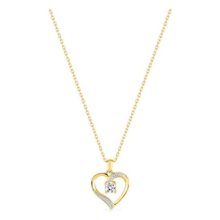Collar corazón en oro amarillo 375 ‰ y circonitas