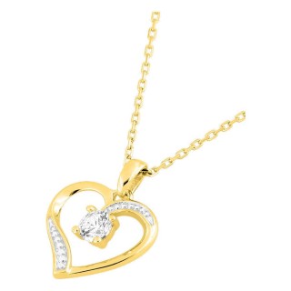 Collar corazón en oro amarillo 375 ‰ y circonitas