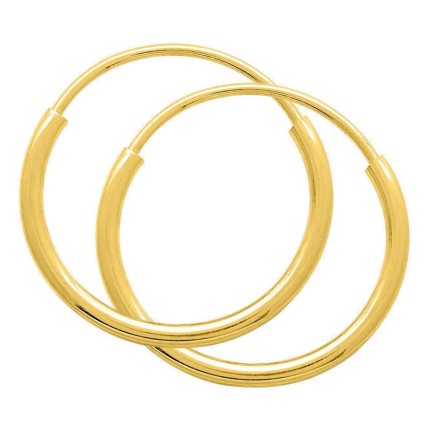 Pendientes de aro en oro amarillo 375 ‰ de 12 mm