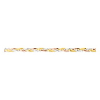Cadena trenzada tricolor en oro 375 ‰ amarillo, rosa y blanco