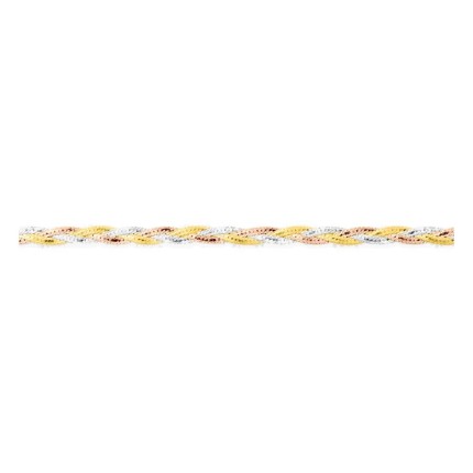 Cadena trenzada tricolor en oro 375 ‰ amarillo, rosa y blanco