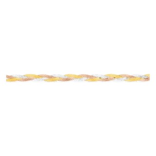 Pulsera de cadena trenzada tricolor en oro 375 ‰